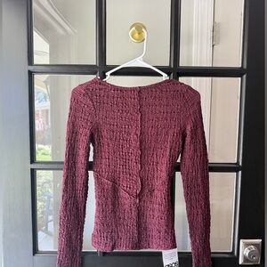 ASOS Women's Long Sleeve Textured Top in Wine